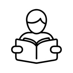 reading poetry icon, reading poetry line art - simple line art of reading poetry, perfect for reading poetry logos and icons and themed design