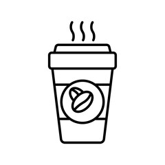 coffee cup icon linear logo isolated