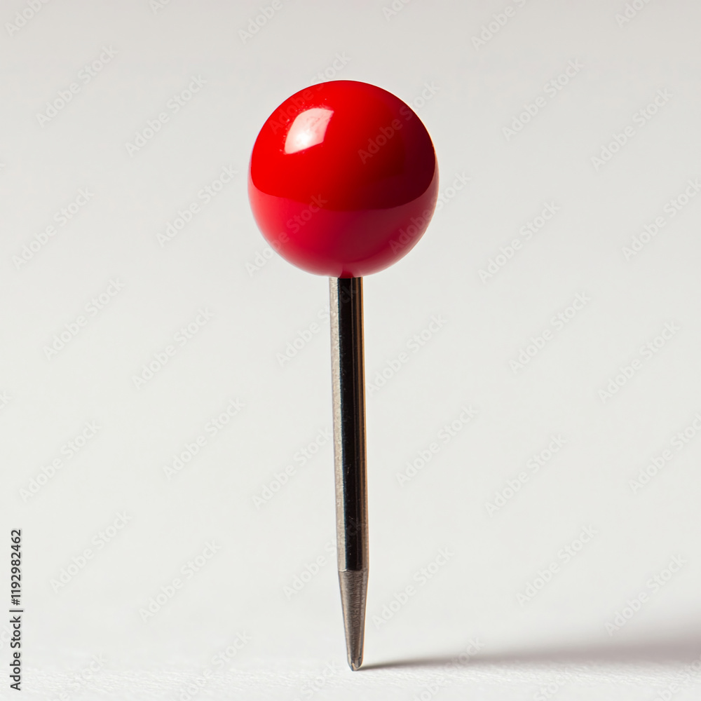 Poster Red push pin on a white background with minimal design