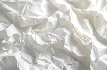 Obraz premium A close-up of crumpled white paper, emphasizing the texture and depth in a monochromatic setting.