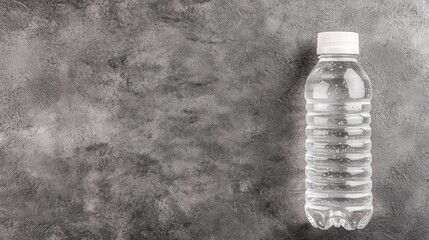 Refreshing Bottled Water on Grey Textured Background Hydration Drink Beverage