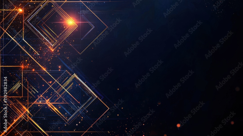 Poster geometric lines and borders with linear decorative elements on a dark background