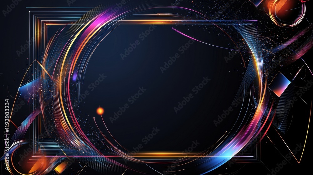 Aufkleber vibrant geometric decorative border with linear designs and colorful elements for artistic backgroun