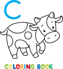 Funny cow. Animals coloring book for kids