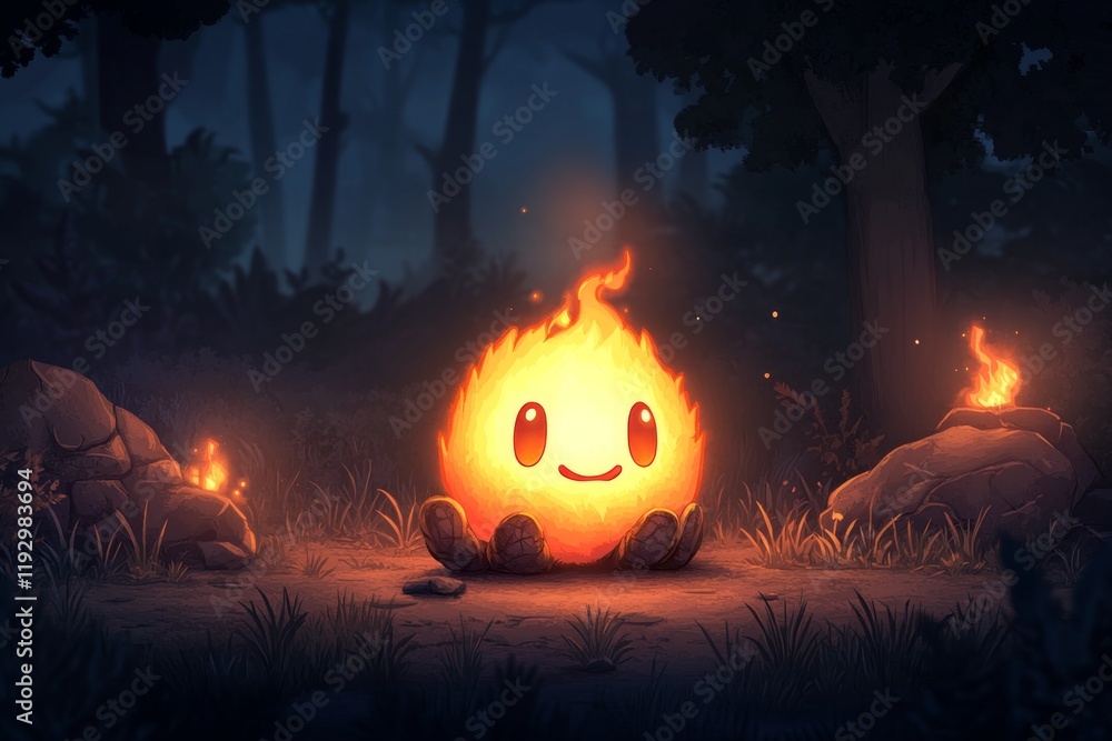 Leinwandbilder A charming pixel art depiction of a glowing object illuminated by UV light, with tiny neon pixels highlighting its sharp isolation in a dark scene