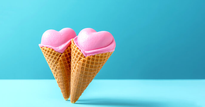 Pair sweet ice cream cones with hearts for Valentine's Day