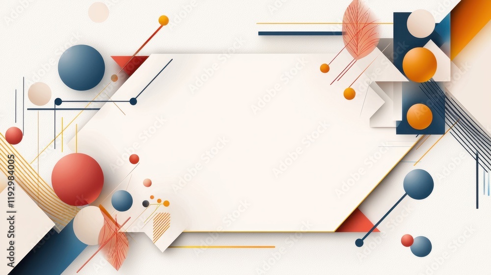 Poster minimalist geometric lines and shapes with trendy borders in soft colors for modern design projects