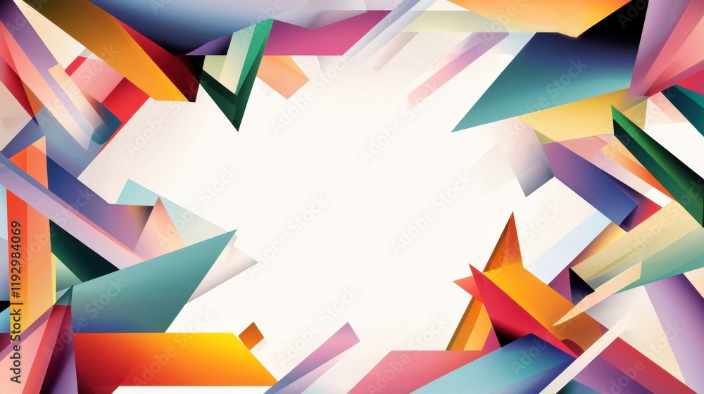 Poster minimalist geometric design with colorful lines and borders in trendy abstract style