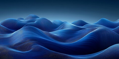 Fototapeta premium Abstract blue waves landscape, digital art, background