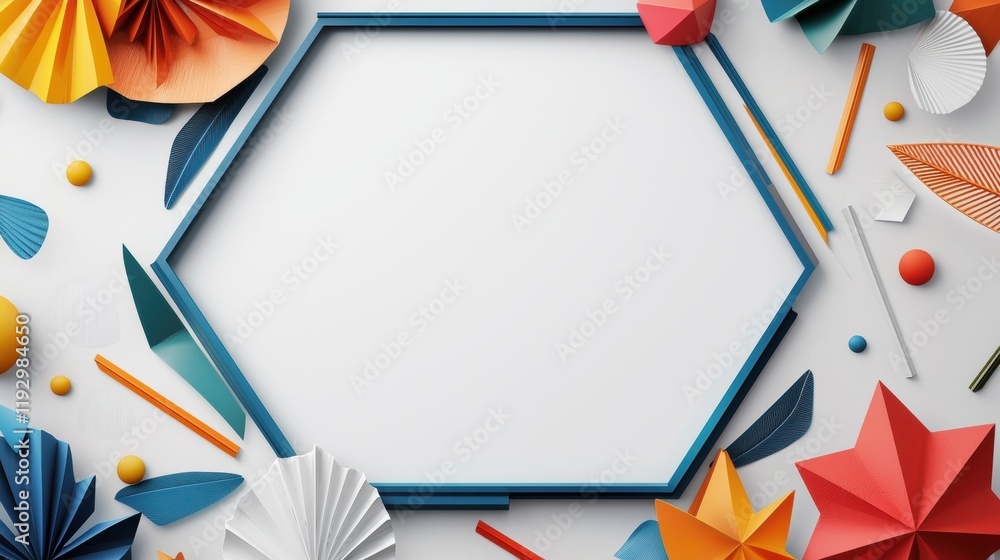 Poster modern abstract geometric design with colorful lines and borders in a creative visual arrangement