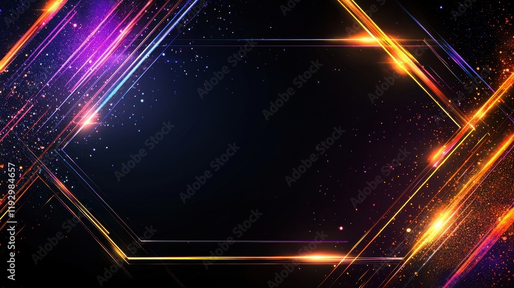 Poster vibrant geometric abstract background with colorful lines and borders for modern visuals and designs