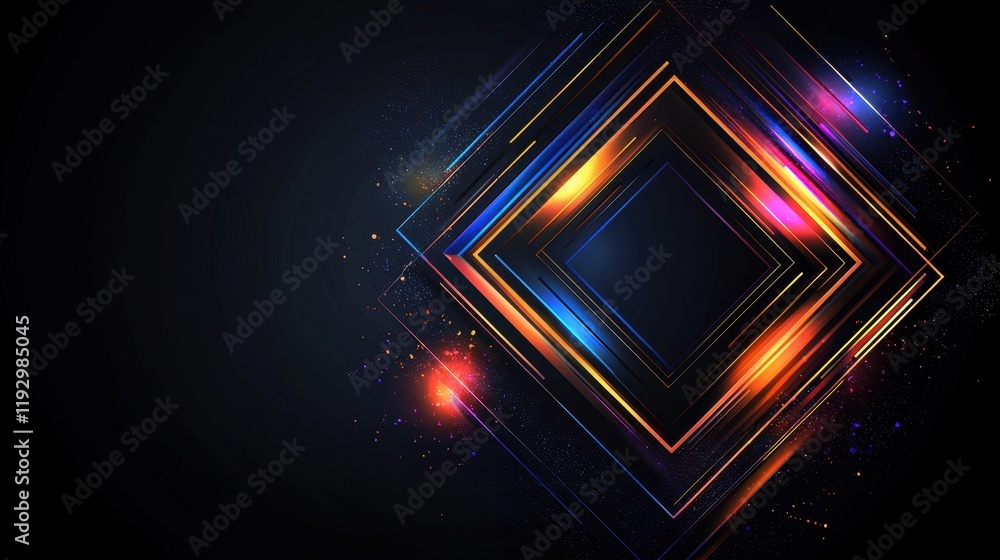 Aufkleber modern abstract geometric visuals with colorful lines and borders on a dark background
