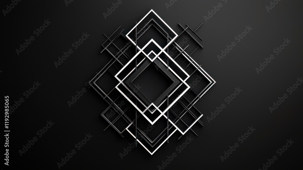 Aufkleber modern geometric lines and borders in a minimalist grid style with black background