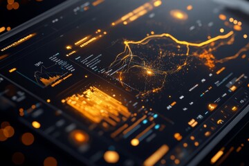 Obraz premium A close-up of a digital energy bill displayed on a tablet, showing usage trends and cost breakdowns