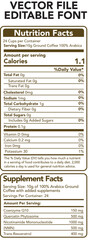 Fototapeta premium Nutrition Facts label coffee for food and beverages, showing daily values of calories. Nutrition Facts information for packaging. 