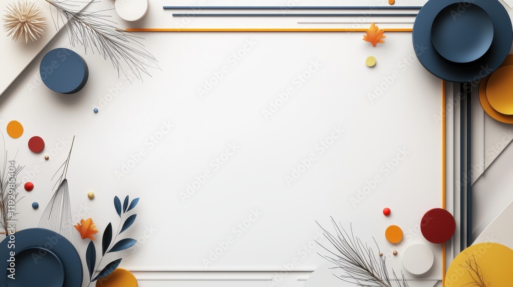 Poster modern minimalistic geometric composition with lines, borders and colorful elements for design proje