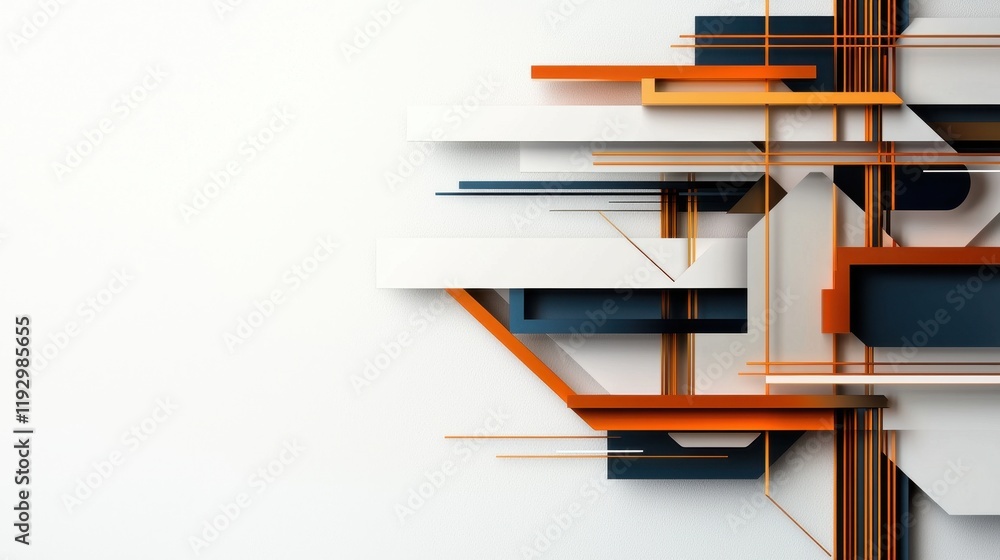 Poster modern minimalistic geometric artwork with lines and borders in warm tones and a clean background