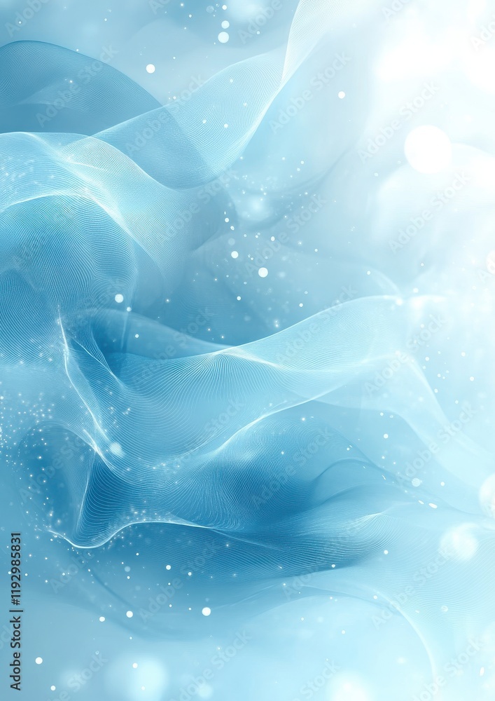 Aufkleber ethereal blue waves with soft light and subtle bokeh effects creating a dreamy and tranquil backgrou