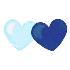Blue Heart Watercolor Texture Valentines Day Illustration Clipart