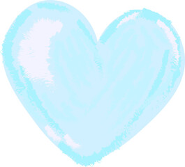 Pastel Blue Heart Watercolor Texture Valentines Day Illustration Clipart