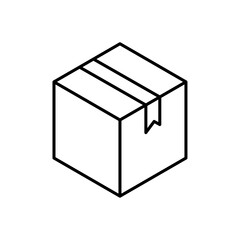 Package icon linear logo isolated