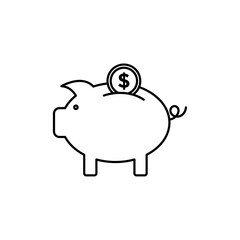 Piggy bank icon linear logo isolated