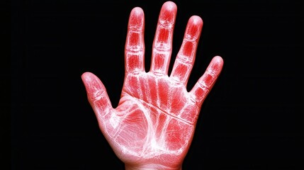 Red Hand X Ray Style Image Anatomy Medical Science Bone Structure