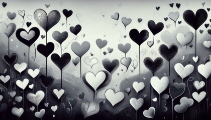 Valentines day painting background with beautiful hearts illustration