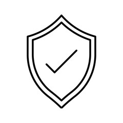 Shield check mark icon linear logo isolated