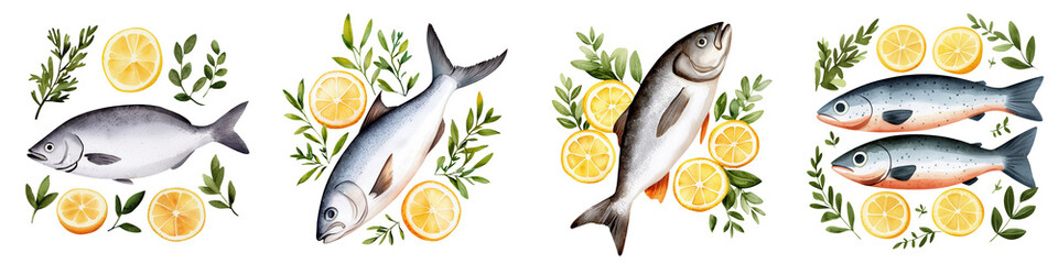 Freshly Caught Fish Watercolor Art 