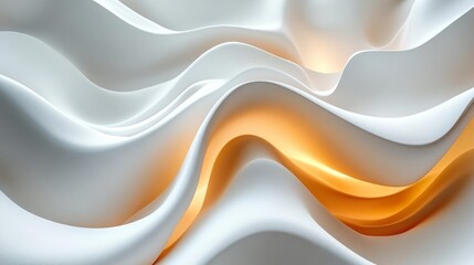 Fototapeta premium Soft Draped White Fabric with Warm Glow. Generative AI