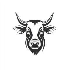 Fototapeta premium Bull head, farm animal portrait, white background, livestock graphic, logo design