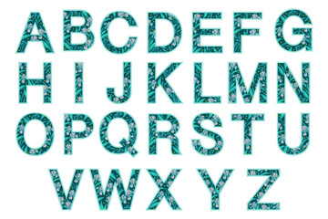 Layered alphabet letters with flowers 