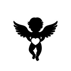Fototapeta premium Cupid silhouette, cupid vector, Valentine's day cupid 