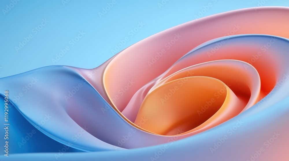 Poster abstract waves in soft pastel colors with smooth flowing textures