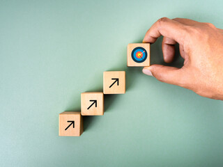 Business goal growth process, new objective, investment plan, economic improvement concepts. Hand...