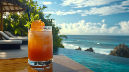 cocktail by the sea on vacation in a tropical country