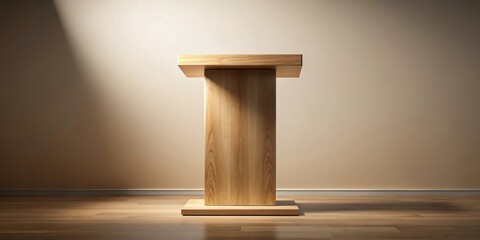 Simple Wooden Presentation Podium in a Room with Light Beam