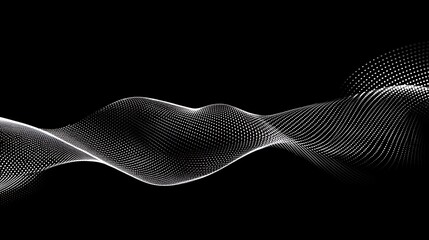 A black and white image of a wave with dots