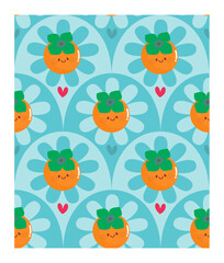 Scrapbook, fundo, patterns, padrão de repetição, estampa, fruta, caqui, flores