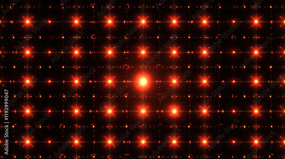 Poster abstract high-tech lines and glowing dots forming a grid pattern, designed for digital networks in a