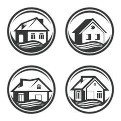 Minimalist House Logo Design Bundle vector.