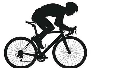 Naklejka premium Silhouetted Cyclist in Dynamic Motion Against Glowing Sunrise Landscape