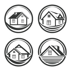 Minimalist House Logo Design Bundle vector.
