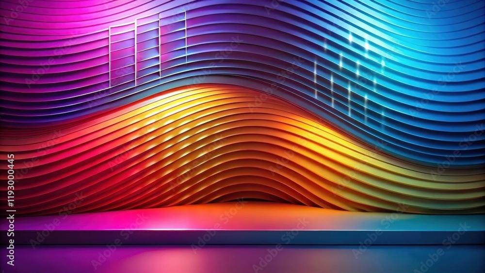 Poster Abstract Colorful Wave Pattern Background with Illuminated Platform