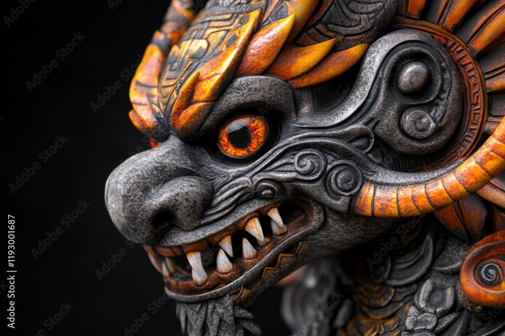 Poster a hyper-realistic close-up of the pyramid intricate stone carvings, capturing every detail and textu