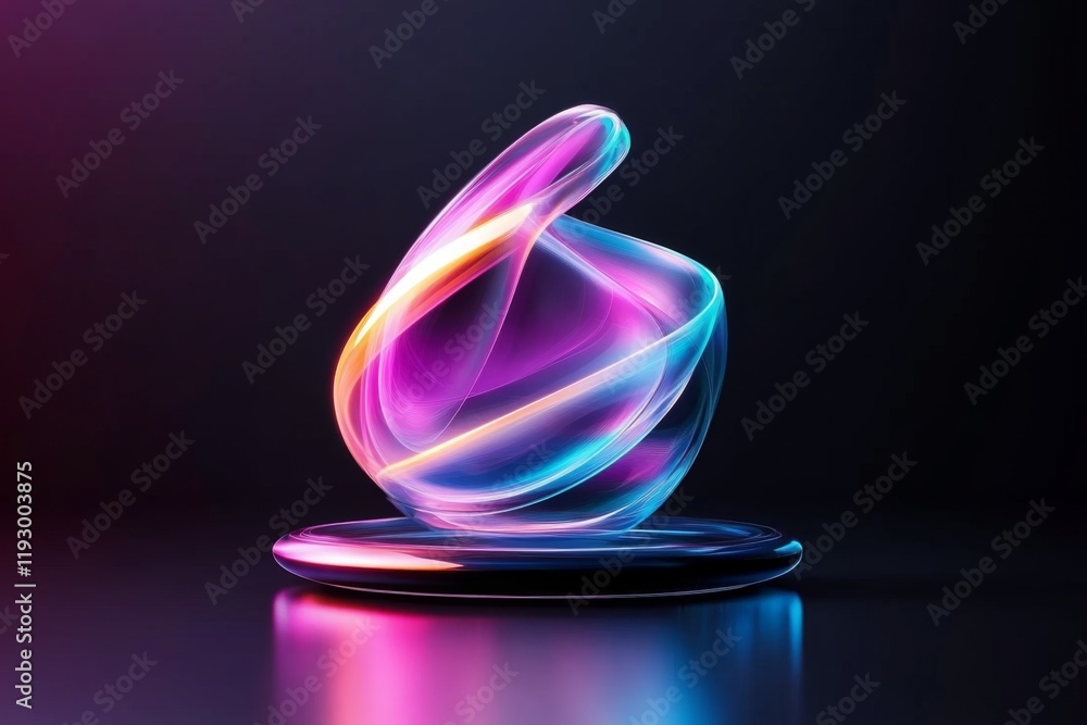 Poster a minimalist illustration of a single glowing object under uv light, represented by simple geometric