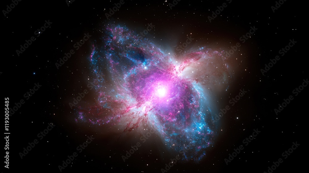 Poster exploring cosmic wonders nebula formation deep space digital art astronomical environment high-resol