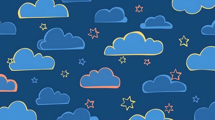 Obraz premium Stylized cloud pattern with star accents perfect for business backgrounds or design projects