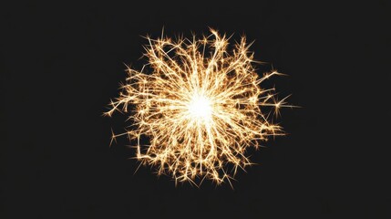 Fototapeta premium A bright, sparkling explosion resembling a firework against a dark background.